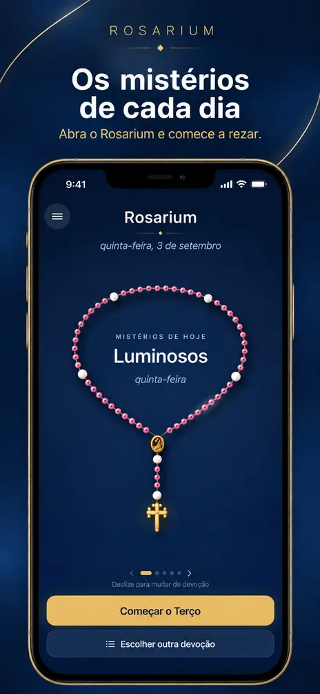 Rosarium: os mistérios de cada dia. Abra o Rosarium e comece a rezar