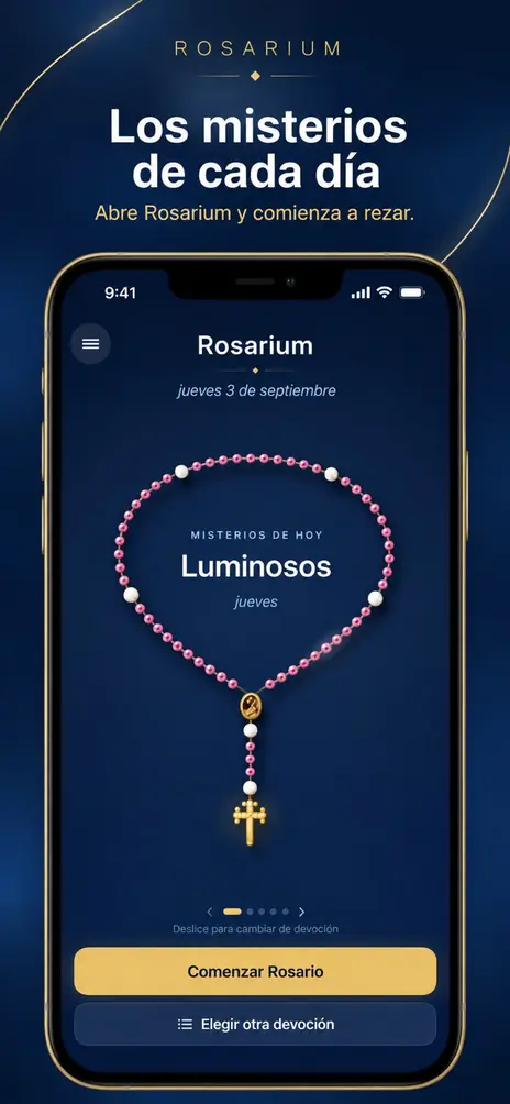 Rosarium: los misterios de cada día. Abre Rosarium y comienza a rezar