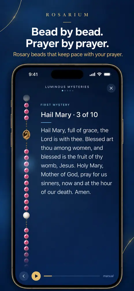 Rosarium: bead by bead, prayer by prayer, with rosary beads that keep pace with your prayer