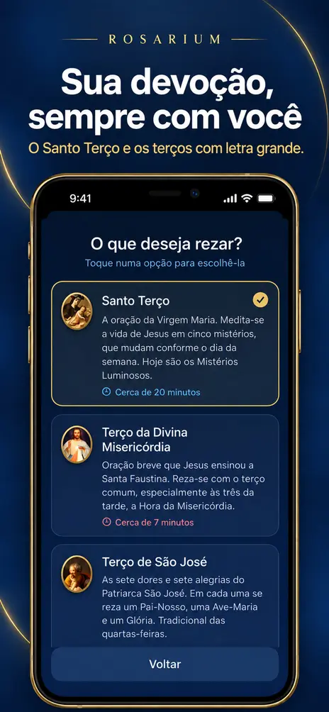 Rosarium: a sua devoção sempre com você, o Santo Terço e os terços com letra grande