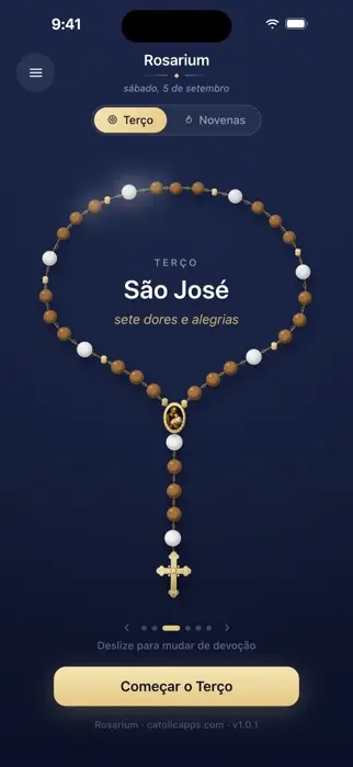 O Rosarium mostrando o terço de São José